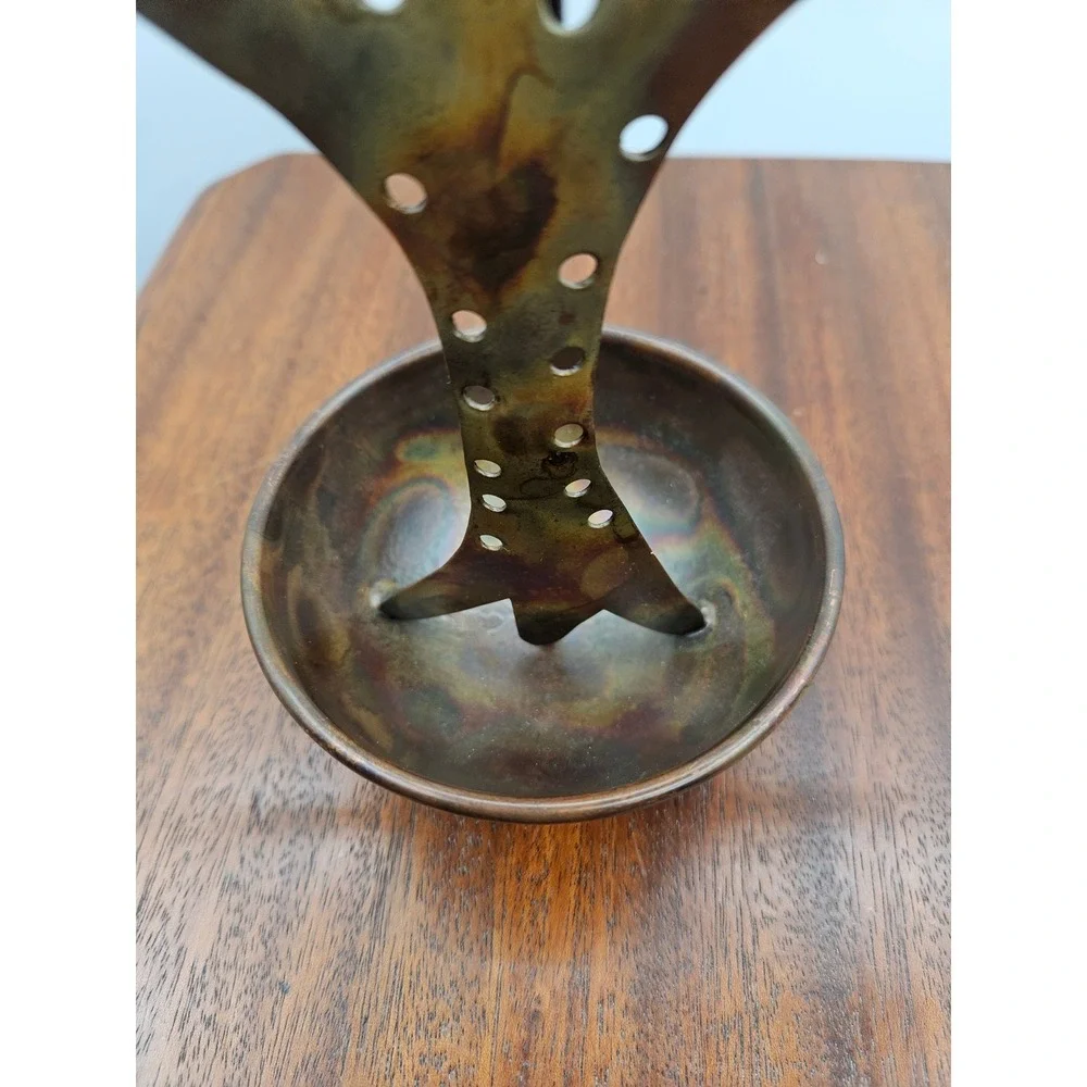 Ancient Graffiti Flamed Copper Metal Jewelry Tree Stand Organizer Made in India